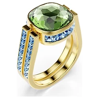 Chroma ring, Cushion cut, Multicoloured, 18K gold finish