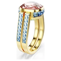 Chroma ring, Cushion cut, Multicoloured, Gold-tone plated by SWAROVSKI