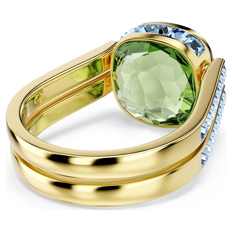 Chroma ring, Cushion cut, Multicoloured, 18K gold finish