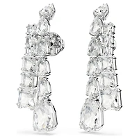 Matrix drop earrings, Mixed cuts, White