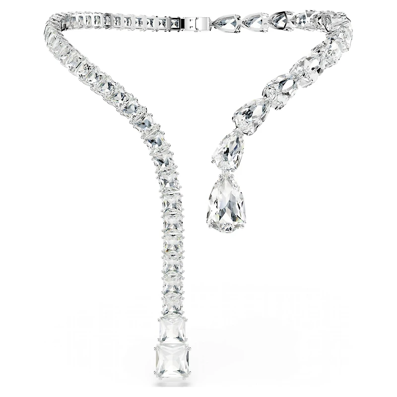 Matrix open necklace, Mixed cuts, White, Rhodium plated by SWAROVSKI