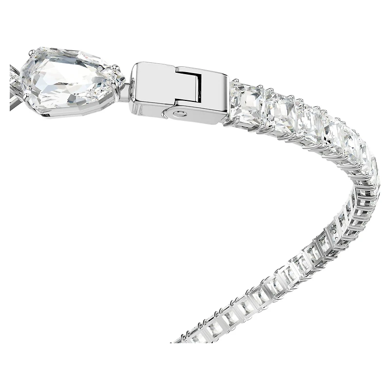 Matrix open necklace, Mixed cuts, White, Rhodium plated by SWAROVSKI