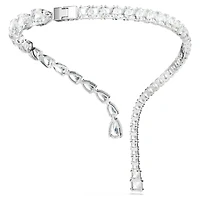 Matrix open necklace, Mixed cuts, White, Rhodium plated by SWAROVSKI