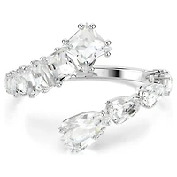 Matrix bangle, Mixed cuts, White, Rhodium plated by SWAROVSKI