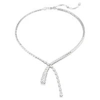 Matrix Y necklace, Mixed cuts, White, Rhodium plated by SWAROVSKI