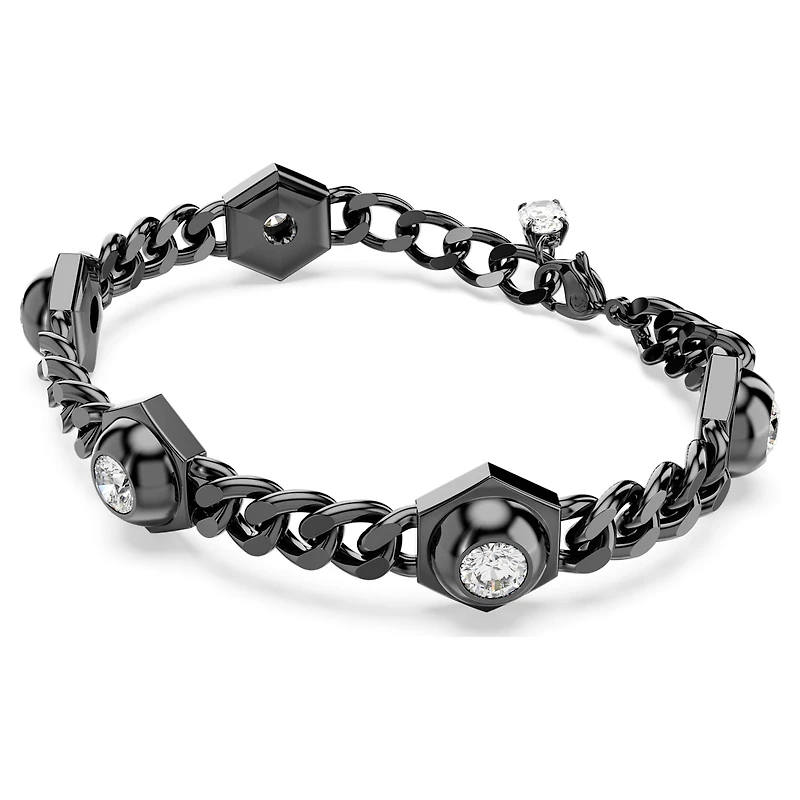 Numina bracelet, Round cut, Black, Ruthenium plated by SWAROVSKI