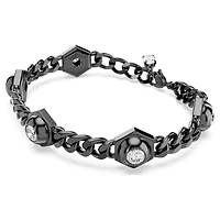 Numina bracelet, Round cut, Black, Ruthenium plated by SWAROVSKI