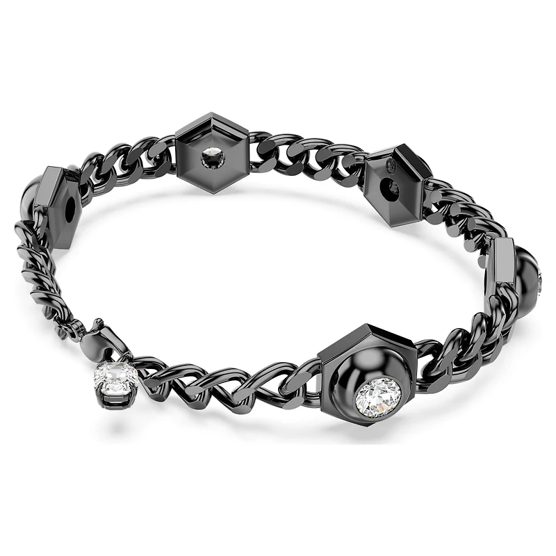 Numina bracelet, Round cut, Black, Ruthenium plated by SWAROVSKI