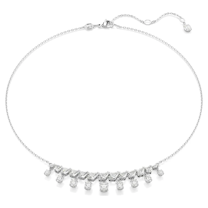 Idyllia necklace, Mixed cuts, Snowflake, White, Rhodium plated by SWAROVSKI