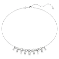 Idyllia necklace, Mixed cuts, Snowflake, White, Rhodium plated by SWAROVSKI