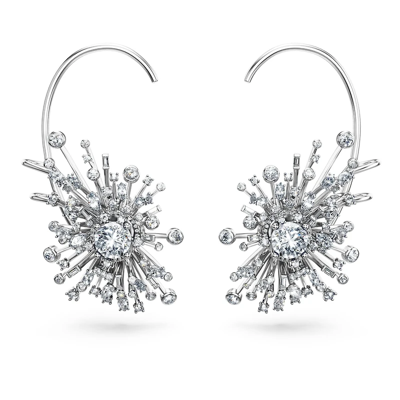 Galaxy earrings, Lab-grown diamonds 14.67 ct tw, Mixed shapes, 18K white gold by SWAROVSKI
