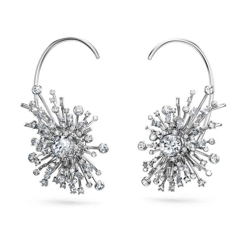 Galaxy earrings, Lab-grown diamonds 14.67 ct tw, Mixed shapes, 18K white gold by SWAROVSKI