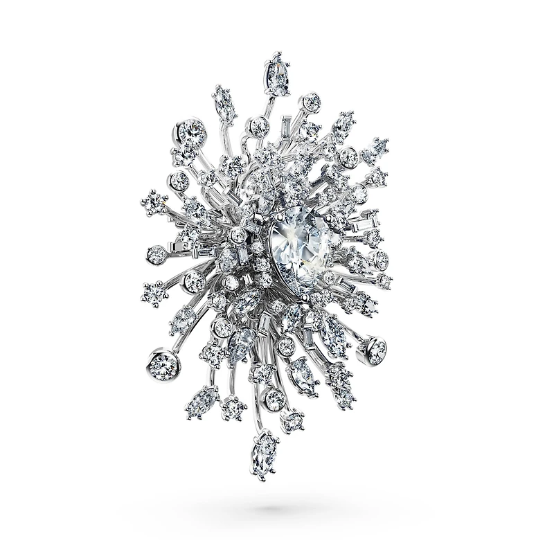 Galaxy brooch, Lab-grown diamonds 15.71 ct tw, Mixed shapes, 18K white gold by SWAROVSKI