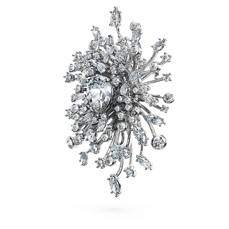 Galaxy brooch, Lab-grown diamonds 15.71 ct tw, Mixed shapes, 18K white gold by SWAROVSKI