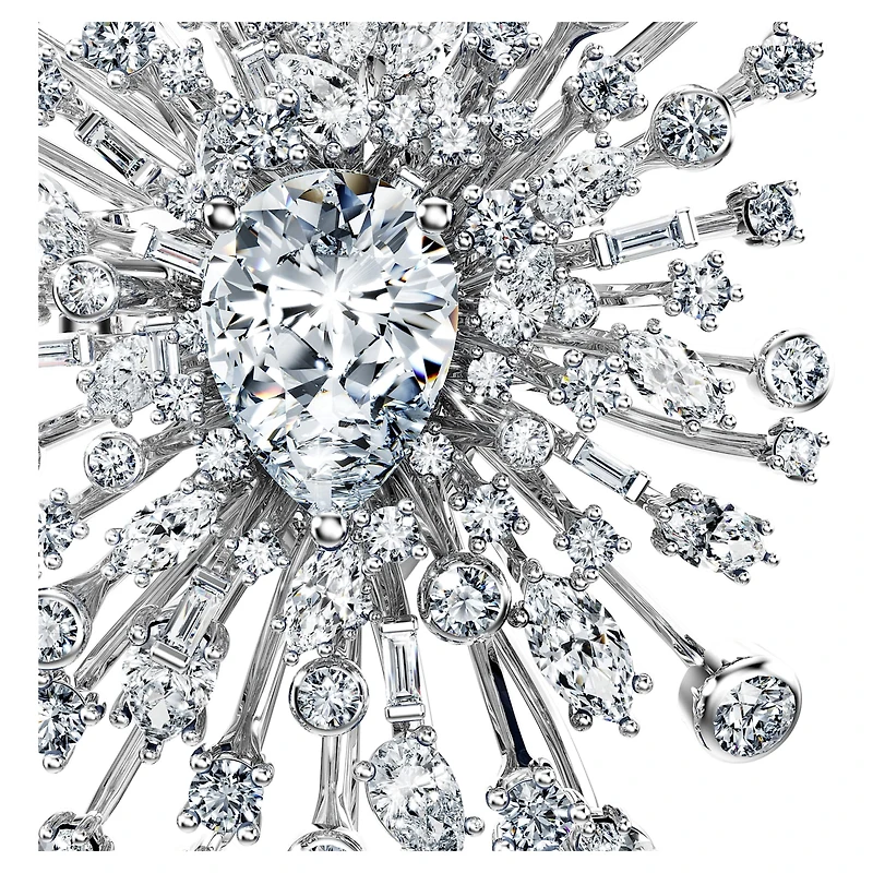 Galaxy brooch, Lab-grown diamonds 15.71 ct tw, Mixed shapes, 18K white gold by SWAROVSKI