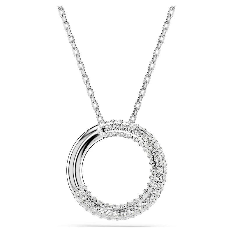 Dextera pendant, Pavé, White, Rhodium plated by SWAROVSKI