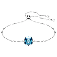 Birthstone bracelet, Square cut, December, Blue, Rhodium plated by SWAROVSKI