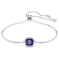 Birthstone bracelet, Square cut, September, Blue, Rhodium plated by SWAROVSKI