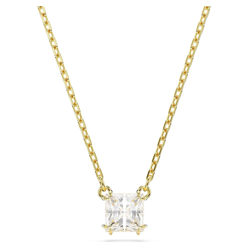 Stilla Attract pendant, Square cut, White, 18K gold finish