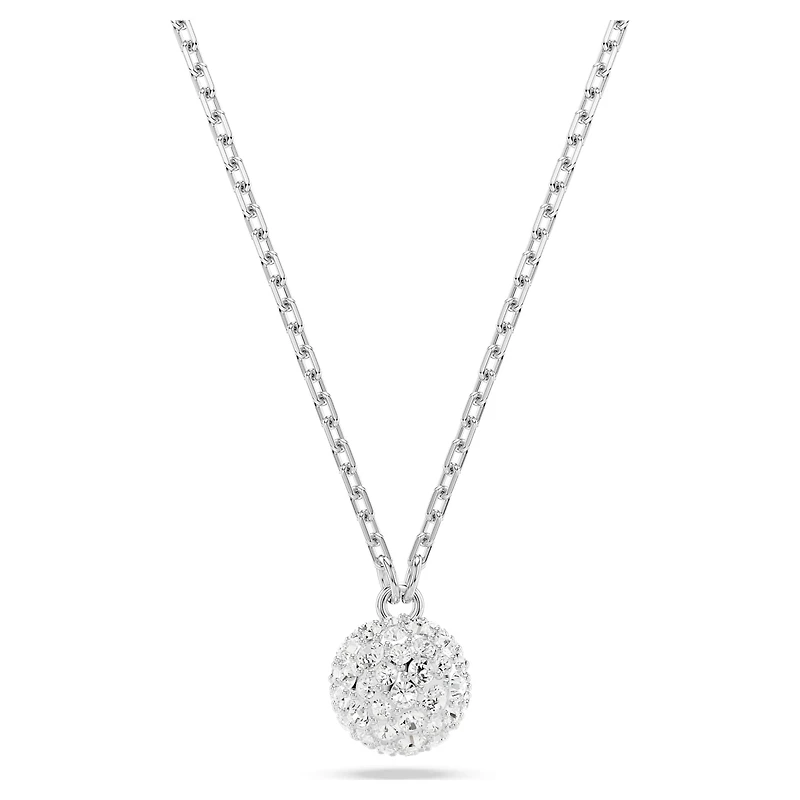 Dextera pendant, Round cut, Sphere, White, Rhodium plated by SWAROVSKI