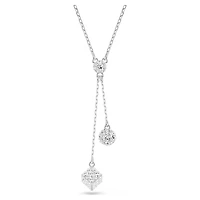 Dextera Y pendant, Round cut, Sphere and cube, White, Rhodium plated by SWAROVSKI