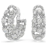 Constella clip earrings, Round cut, White, Rhodium plated by SWAROVSKI
