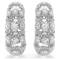 Constella clip earrings, Round cut, White, Rhodium plated by SWAROVSKI