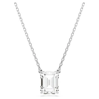 Stilla pendant, Octagon cut, White, Rhodium plated by SWAROVSKI