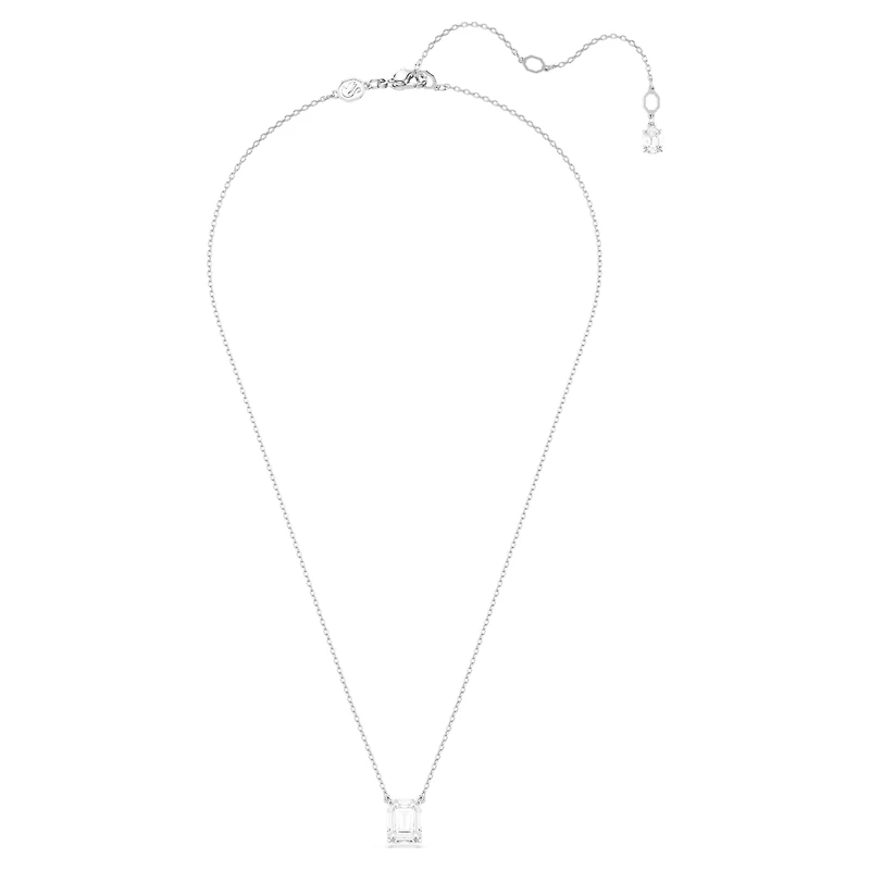 Stilla pendant, Octagon cut, White, Rhodium plated by SWAROVSKI