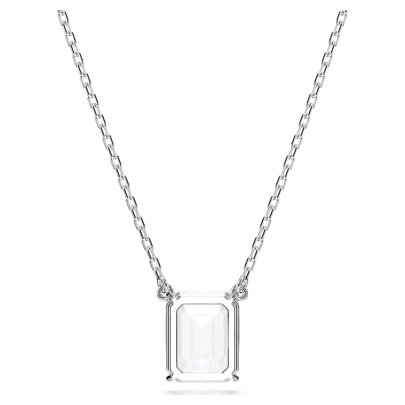 Stilla pendant, Octagon cut, White, Rhodium plated by SWAROVSKI