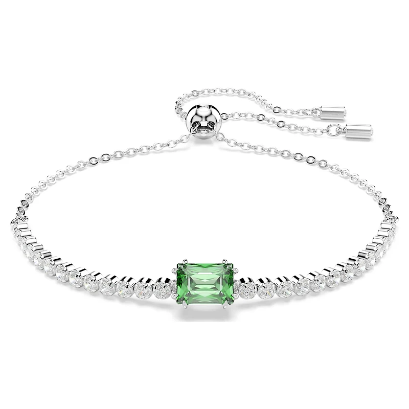 Matrix Tennis bracelet, Mixed cuts, Green, Rhodium plated by SWAROVSKI