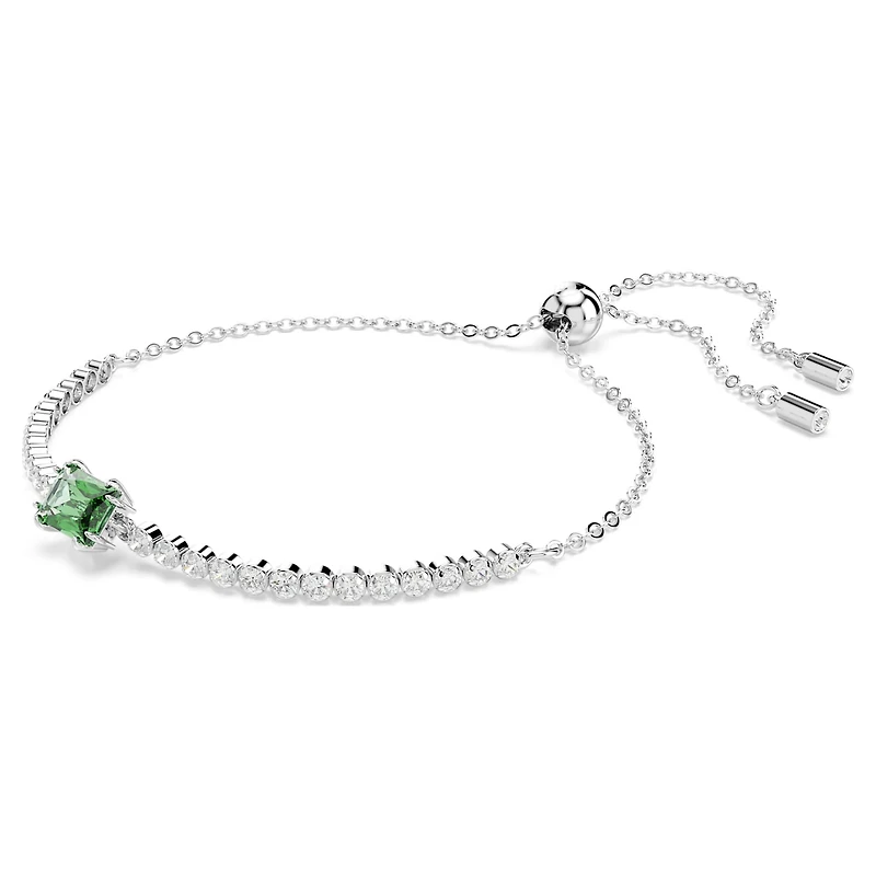 Matrix Tennis bracelet, Mixed cuts, Green, Rhodium plated by SWAROVSKI