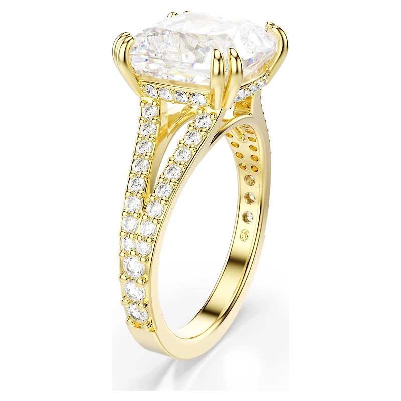 Stilla cocktail ring, Square cut, Pavé, White, Gold-tone plated by SWAROVSKI
