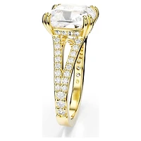Stilla cocktail ring, Square cut, Pavé, White, Gold-tone plated by SWAROVSKI
