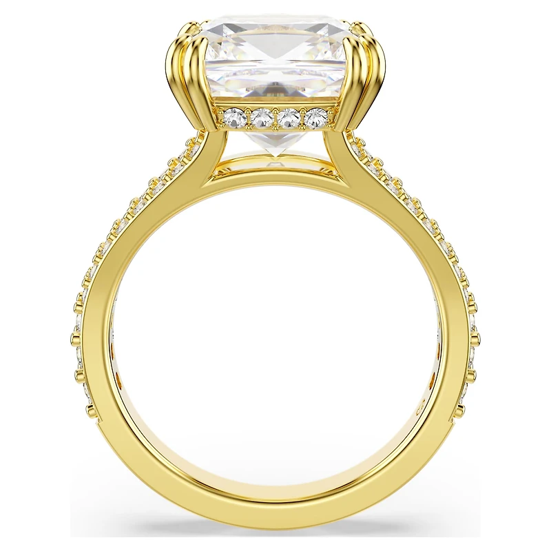 Stilla cocktail ring, Square cut, Pavé, White, Gold-tone plated by SWAROVSKI