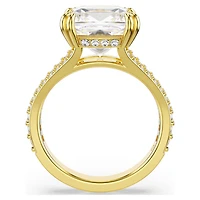 Stilla cocktail ring, Square cut, Pavé, White, Gold-tone plated by SWAROVSKI