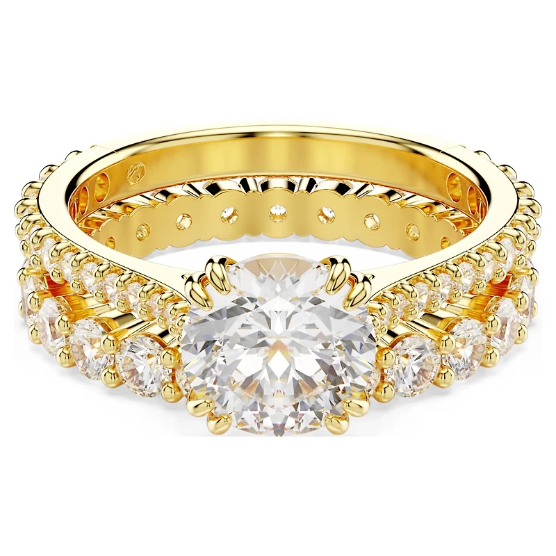 Stilla ring, Set (2), Round cut, White, 18K gold finish
