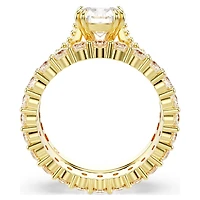 Stilla ring, Set (2), Round cut, White, Gold-tone plated by SWAROVSKI