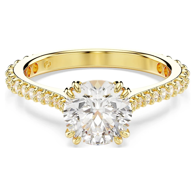 Stilla ring, Set (2), Round cut, White, 18K gold finish