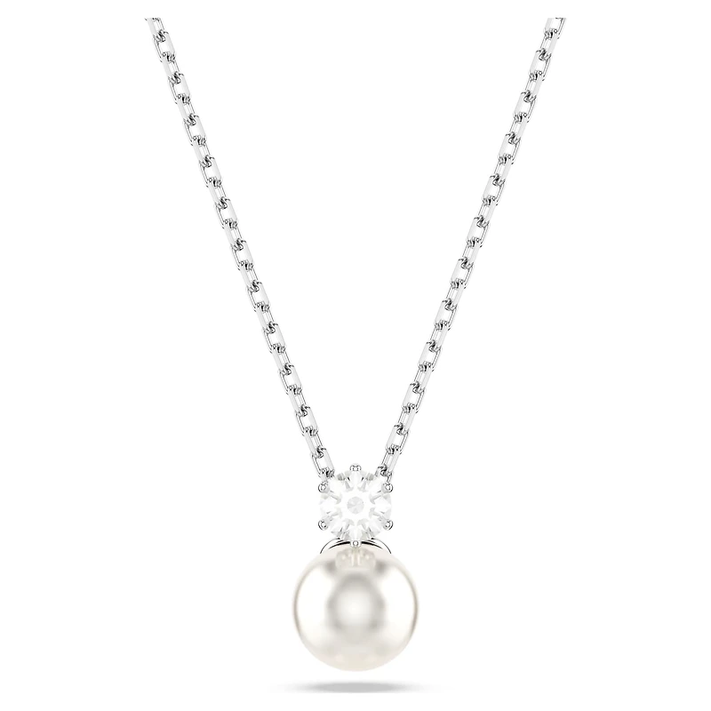 Matrix pendant, Crystal pearl, Round cut, White, Rhodium plated by SWAROVSKI