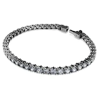 Matrix Tennis bracelet, Round cut, Gray, Ruthenium plated by SWAROVSKI