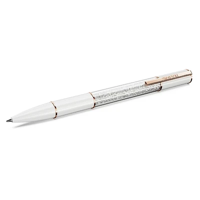 Crystalline ballpoint pen, White, Rose gold-tone plated