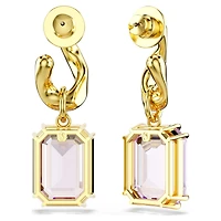 Millenia drop earrings, Octagon cut, Purple, Gold-tone plated by SWAROVSKI