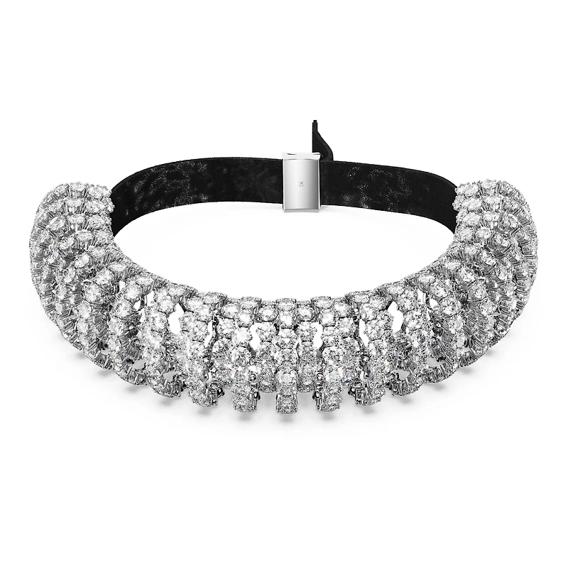 Constella choker, Round cut, White, Rhodium plated by SWAROVSKI