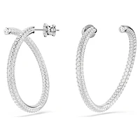 Dextera hoop earrings, Round cut, White, Rhodium plated by SWAROVSKI