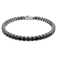 Matrix Tennis bracelet, Round cut, Black, Ruthenium plated by SWAROVSKI