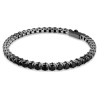 Matrix Tennis bracelet, Round cut, Black, Ruthenium plated by SWAROVSKI