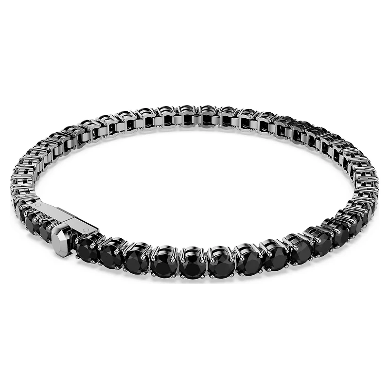Matrix Tennis bracelet, Round cut, Black, Ruthenium plated by SWAROVSKI