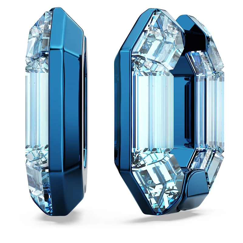 Lucent hoop earrings, Octagon shape, Small, Blue by SWAROVSKI