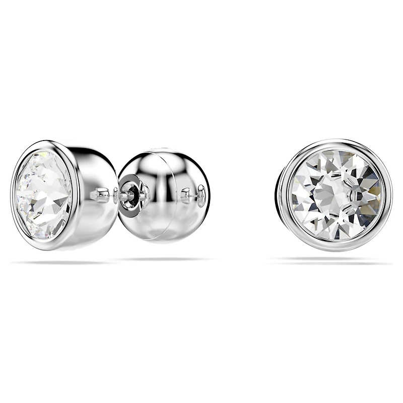 Imber stud earrings, Round cut, White, Rhodium plated by SWAROVSKI